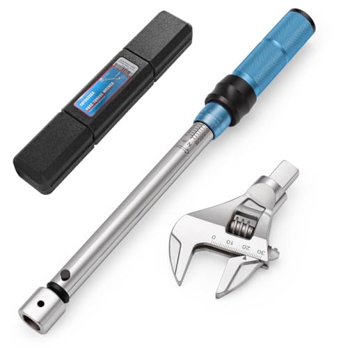 Open End Torque Wrench for Mini Split Installation, 10–80 Nm HVAC Torque Wrench with Adjustable 0–30 mm Head and Click Warning for Flare Nut Connections