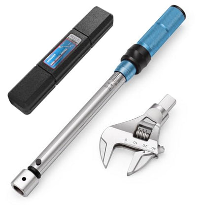 Open End Torque Wrench for Mini Split Installation, 10–80 Nm HVAC Torque Wrench with Adjustable 0–30 mm Head and Click Warning for Flare Nut Connections