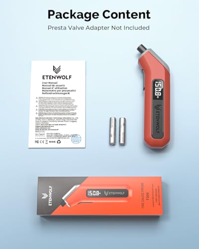ETENWOLF T300 Digital Tire Pressure Gauge 3-200 PSI, Industrial Tire Gauge Calibrated to ANSI B40.7 Grade 2A(Plus-Minus 0.5%), Replaceable AAA Batteries (Vivid Orange) | with Replaceable AAA Batteries, Industrial Tire Gauge Calibrated to ANSI B40.7 Grade