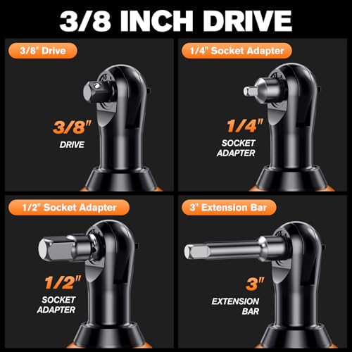 20V Brushless Cordless Ratchet Wrench 3/8", 67Ft-Lbs/ 90Nm Max Fastening Torque, 2x 2Ah Battery, 300RPM, Power Electric Ratchet Driver for Makita Battery, Set with 8 Sockets, 1/2"& 1/4"Adapter