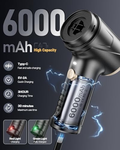 Handheld Vacuum Cleaner, 21000Pa Cordless 4-in-1 Mini Car Vacuum | Brushless Motor, 2 Suction Modes, LED Light and USB-C Charging for Car, Office Desk and Keyboards