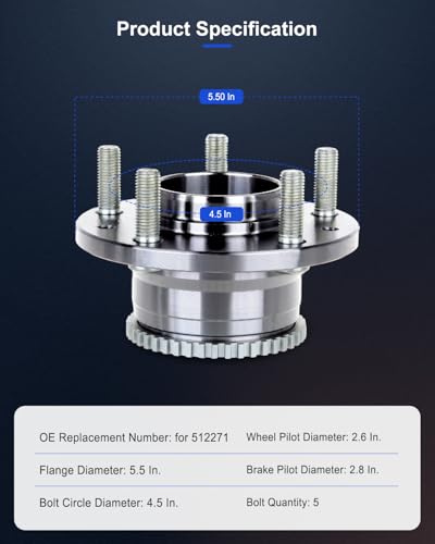 ECCPP 2-Piece 512271 Wheel Hub Bearing for Mazda 6 2003-2008 | for Mercury Milan 2006-2011 5 lugs w/ABS Sensor Pre-Greased Sealed - size: 512271*2