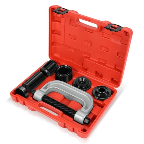 Auto Dynasty 10Pcs Heavy Duty Ball Joint Separator Press Removal & Install Tool Set with Adapters Universal for Most 2WD 4WD Cars and Light Trucks, Red - color: Red, size: 10 Pcs