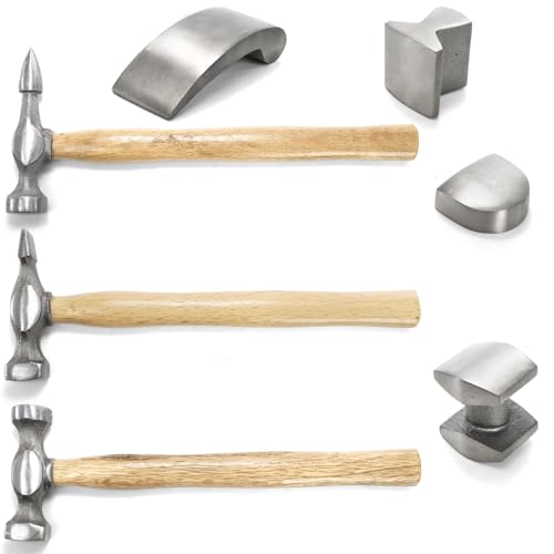 Hiceeden 7 Pcs Heavy Duty Auto Body Repair Kit with Wooden Handles, Auto Body Repair Tools with Hammer Heads and Dolly, Dent Removal Tools Set with Portable Storage Case for Auto Car