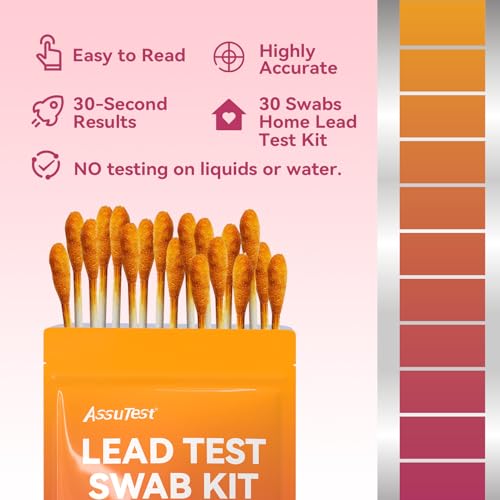 AssuTest Lead Test swabs Kit - 30 PCS Lead Paint Test Kit for Home Use, Lead Tester for Dishes Ceramics Toys Metal Wood Jewelry House Furniture Instant Lead Detection in 30 Seconds