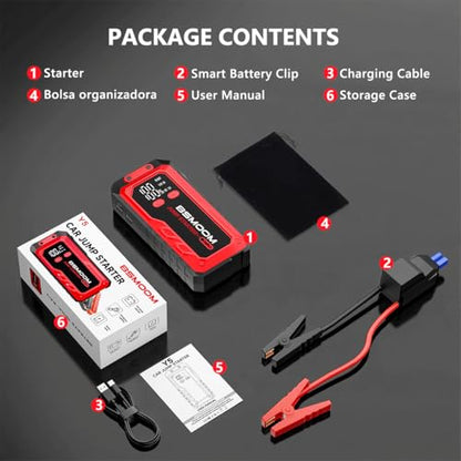 Car Battery Jump Starter Portable, 7000A Peak Battery (for 10.0L Gas or Up to 9.0L Diesel),Portable Booster Power Pack,LCD Display, USB Quick Charge & LED Light