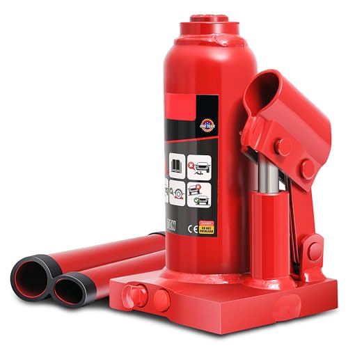 Auto Dynasty 2 Ton Hydraulic Bottle Jack, Automotive Welded Bottle Jack for Car, Pickup Truck, RV, Auto Repair, 6" to 12" Lifting Range (Red) - color: Red, size: 2 Ton