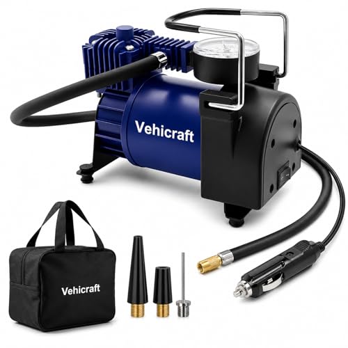 Tire Inflator Portable Air Compressor up to 150 PSI, 12V Portable Air Pump with Portable Bag, Metal Air Pump for Bicycle, Motorcycle, Car, SUV, Blue - color: Blue