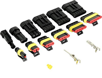 Swordfish 70380-622pcs Automotive Motorcycle Waterproof Wire Connector Plug Terminal Assortment, 1 2 3 4 5 6 Pin Way, Total 43 Sets