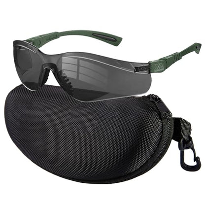 xaegistac Shooting Glasses Anti Fog -Shooting Range Eye Protection | Adjustable Safety Glasses with Z87.1 Certificated Impact Reistance - color: Army Green Frame Gray Lens