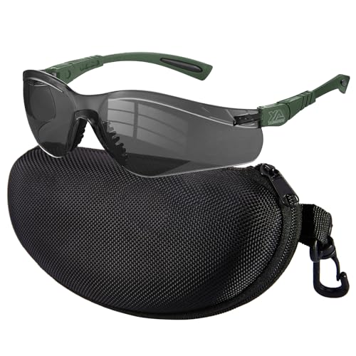 xaegistac Shooting Glasses Anti Fog -Shooting Range Eye Protection | Adjustable Safety Glasses with Z87.1 Certificated Impact Reistance - color: Army Green Frame Gray Lens