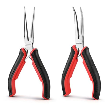ARROW 2-Piece 6" Needle Nose Pliers Set, Mini Long Nose Pliers & Bent Nose Pliers, Small Needle Nose Pliers for Jewelry Making, Wire Wrapping, Wire Bending Small Object Gripping - style: Straight & Bent Needle Nose Pliers Set