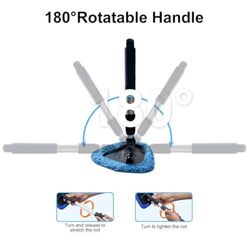 Car Windshield Cleaning Brush, Multifunctional Car Windshield Cleaning Brush Set‌ Car Cleaning kit with Retractable Handle, Microfiber Cloth, Spray Bottle, Suitable for All Cars(Blue)