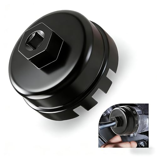 1 PC 64.5mm Oil Filter Socket Wrench,Oil Filter Cap Removal Tool with 3/8" Calibre 14 Notches 6 Slots 2.0L-5.7L Engine, Compatible with Toyota Corolla Prius Lexus (Black) - color: Black