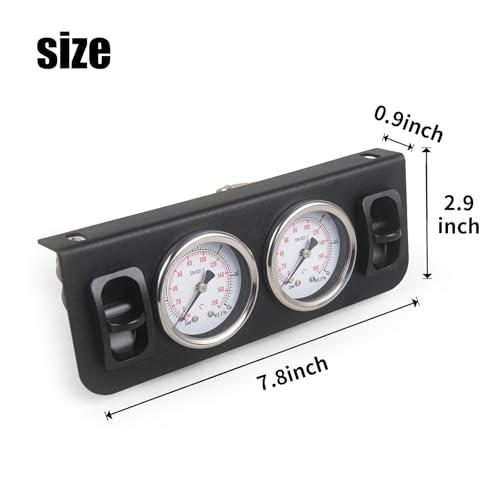 Air Gauge Control Kit in-Cab Dual Panel Paddle Valve Switch with Quick Connect Fitting for Air Bag Suspension System 0-180psi - color: Dual dial