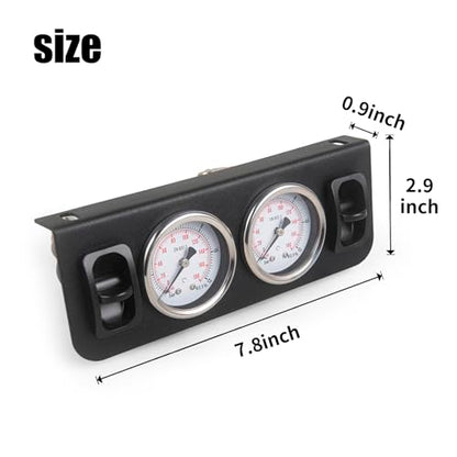 Air Gauge Control Kit in-Cab Dual Panel Paddle Valve Switch with Quick Connect Fitting for Air Bag Suspension System 0-180psi - color: Dual dial