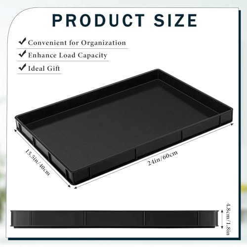 Baderke 1 Pc 24 x 15.5 Inches Oil Drain Pan for Changing Leak Proof Mini Fridge Drip Tray Plastic Oil Change Pan for Mini Fridges Air Conditioners Machinery Under Car (Black,1.89 Inch) - size: 1.89 Inch