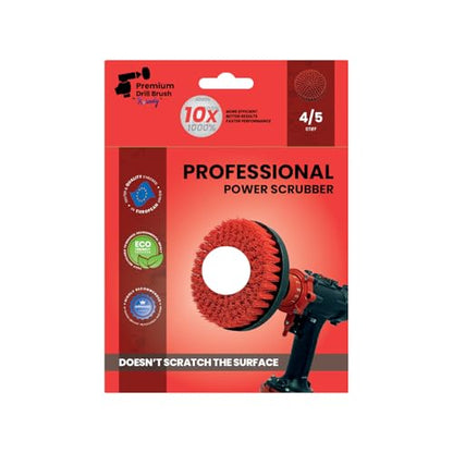Premium Drill Brush Professional– 2in1 for Drill & Angle Grinder Stiff 6 in Red | Scratch-Free Outdoor Cleaning Brush for Patio Bricks, Lawn Mowers, Car Wheels, Pool Tiles and Boat Hulls - color: Red