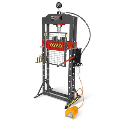MechMaxx 20 Ton H-Frame Air/Hydraulic Shop Press with Press Pin Kit, Fully Welded Steel Frame, Safety Guard, Foot Pedal Control, HSP20