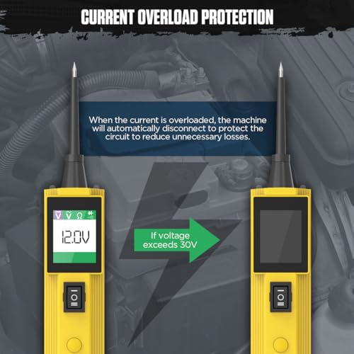 BT260 Automotive Circuit Tester Power Probe Kit, 6V 12V 24V Electrical System Diagnostic Tool with Multimeter, TFT Color Display, Smart Overload Protection, 20ft Cable for Vehicle Truck Boat