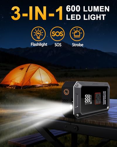 M1 Car Battery Jump Starter with Air Compressor 4500A 150PSI (9.0 L Gas/8.0L Diesel), Portable Car Jump Starter Power Pack, Battery Charger 12V Jump Box with LED Light, Large LED Display, Power Bank