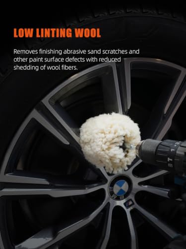 Wool Polishing Ball, 1Pc Heavy Cutting Wool Polishing Cone, SPTA Low Heat Car Wheel Hub Drill Wool Polishing Ball, Wool Polishing Cone for Car Detailing, Fast Oxidation & Scratch Removal -PT124 - color: Wool Polishing Cone