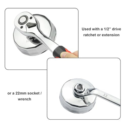 84mm 14Flutes Oil Filter Wrench Compatible with Mercedes Benz Jeep Dodge 3.0L Diesel Engines Oil Filter Socket Oil Filter Cap Housing Removal Tool for Oil Changing
