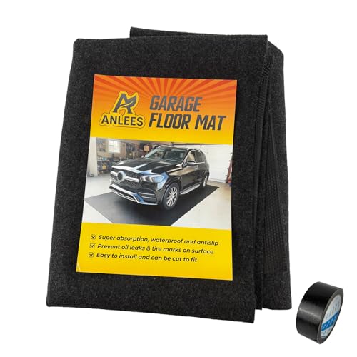 Garage Floor Mat, 7.4'x17' - Absorbent, Waterproof, Durable, Reusable, Washable, Non-Slip, Anti-Leak, Easy to Clean, Cuttable, Charcoal - Protects Garage/Driveway Surfaces from Oil Spills - size: 7'5" x 17' (Rectangular)
