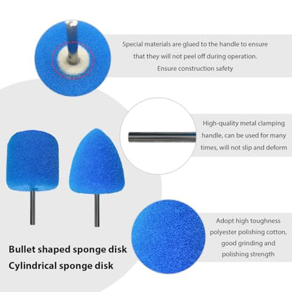 DXNQ 16PCS Mini Buffing Polishing Pads, Car Detail Sponge Buffing Mini Polisher Wool Pads for Rotary Tools, Auto Waxing Detailing Kit for Cordless Electric Drill Wheel Hub Cleaning