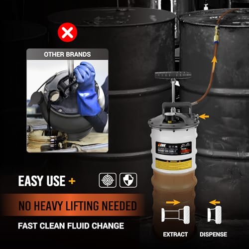 EWK 12L Heavy Duty Manual Oil Extractor/Dispenser Pump, Fluid Vacuum Evacuator with Reinforced Tank for Automotive Oil Change - size: 12L (With Reinforced Tank)