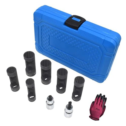 Suspension Strut Socket Tool with 12 Point 1/2" Drive | Strut Nut Socket 16mm 18mm 19mm 21mm 22mm 24mm, Suspension Spreader Set 8Pcs Shock Absorber Tool - size: 8pcs