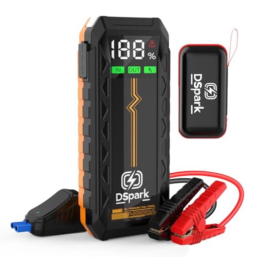 Car 4000A Jump Starter for Up to 8.5L Diesel & All Gas Engines, 12V Lithium Battery Booster Pack Jump Box, Portable Power Bank, 3 Modes LED Flashlight, 88.8W Quick Charge & Safety Protection - style: G69H