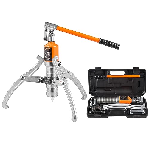 VEVOR Hydraulic Gear Puller, 15 Ton Max Capacity Wheel Bearing Pulling Separator, 2 or 3 Jaws Puller, Vertically and Horizontally, 12" Jaw Hydraulic Puller with Case for Pulling Hubs - style: 15 Ton