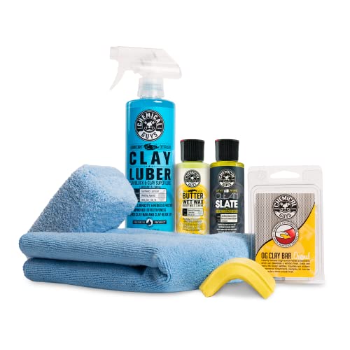 Chemical Guys, Clay Bar & Luber Combo Kit for Smooth Paint, 6-Piece Set | Clay bar plus lubricant lifts overspray, fallout and embedded grime, prepping paint for polish or wax