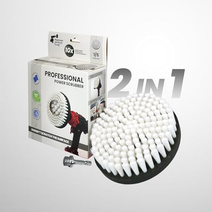 Premium Drill Brush Professional– 2in1 for Drills & Angle Grinders Extra-Soft 6in White | Scratch-Free Cleaning Brush for Carpet, Upholstery, Leather Seats, Glass, Furniture and Car Interior - color: White