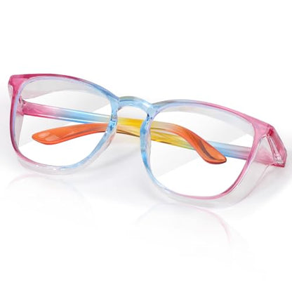 SQIMZAR Safety Glasses Goggles For Women Nurses Protective Eyewear,Anti Fog Safety Goggles - color: Blue-pink