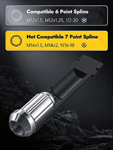 MIKKUPPA 2pcs 6 Point Spline Lug Nuts Socket Key Tool - for 17.6mm Inner Diameter - Compatible with 17mm Replacement Spline Socket - color: Black, size: 6 Spline - 2 PCS