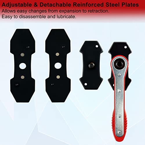 JoyFans Brake Caliper Compression Tool Set, Automotive Quad Disc Pistion Ratchet Ratcheting Press Tool, Car Brake Pads Retractor Compressor with 4PCS Spreader Plates for Brake Pump Adjustment - color: Red Handle
