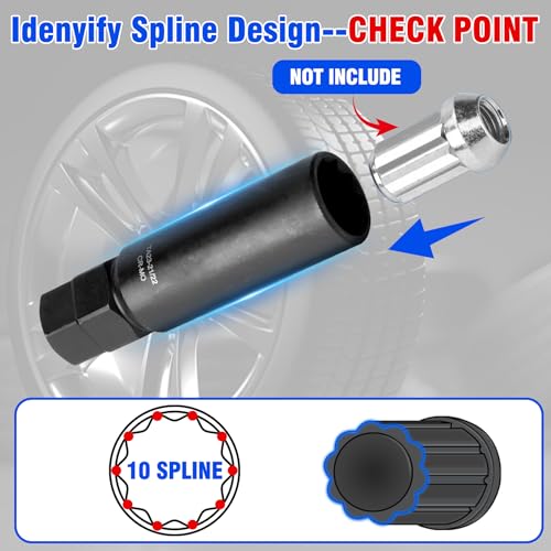 10 Spline Lug Nut Key Set | CR-MO Thick-Wall Design for Removal of Aftermarket, Compatible with Bimecc 10 spline lug nut bolts for cars, trucks & SUVs - size: 3 Pieces