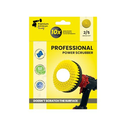Premium Drill Brush Professional– 2in1 for Drill & Angle Grinder Medium-Soft 6 in Yellow | Scratch-Free Cleaning Brush for Tile, Grout, Bathtub, Shower, Fibreglass and Ceramic Surfaces - color: Yellow