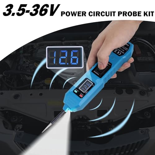 Lqito Multifunctional Car Circuit Tester Component Activation Electrical Tester 6-24V/3.5-36V AC/DC Car Power Tester Digital Display Short Circuit Finder for Continuity Testing - color: Blue