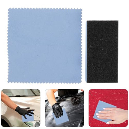ARTIBETTER Blue Car Polishing Sponge Pad Set with Microfiber Cloth for Automotive Detailing Projects, Versatile Wipe Tool for Car Exterior and Wheel Maintenance, Detailing Kit