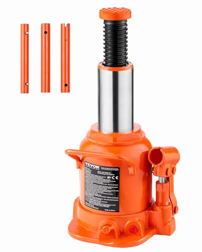 VEVOR Hydraulic Bottle Jack, 20 Ton/44092 lbs Low Profile Welded Bottle Jack with 6.69''-12.6'' Lifting Range & 3-Section Long Handle, for Car, Pickup, Truck, RV, Auto Repair, Industrial Engineering - style: 20T
