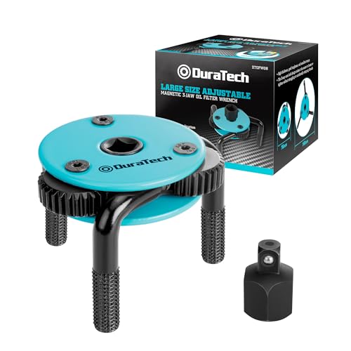 DURATECH 3-Jaw Adjustable Oil Filter Wrench, 3" to 5.51"(76mm to 140mm) | Large Sizes, Magnetic Oil Filter Removal Tool, Ideal for Cars, Trucks, Tractor - size: 3 to 5.51 Inches