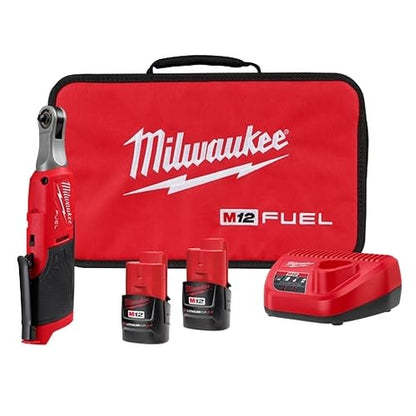 Milwaukee 2566-22 M12 FUEL Brushless Lithium-Ion 1/4 in. Cordless High Speed Ratchet Kit with 2 Batteries (2 Ah)