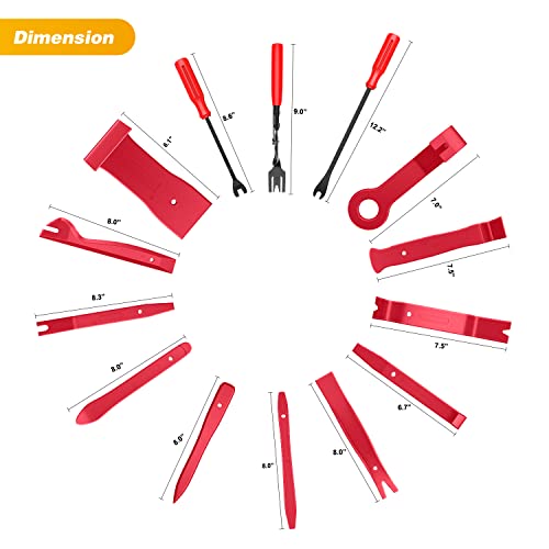 GOOACC 102Pcs Trim Removal Tool, Auto Terminal Removal Tool, Auto Clip Pliers Stereo Removal Tools, Car Upholstery Repair Pry Kit,Precision Hook and Pick Set, Round Handle Crowbar - color: 42Pcs Remover + 60Pcs Clips