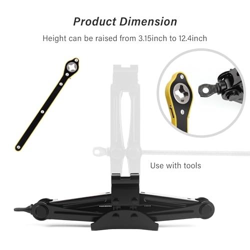 Scissor Jack for Car, Portable Tire Changing Kit with Maximum Load 1T, Ratchet Wrench, Professional Accessories for MPV SUV