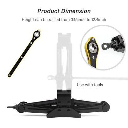 Scissor Jack for Car, Portable Tire Changing Kit with Maximum Load 1T, Ratchet Wrench, Professional Accessories for MPV SUV