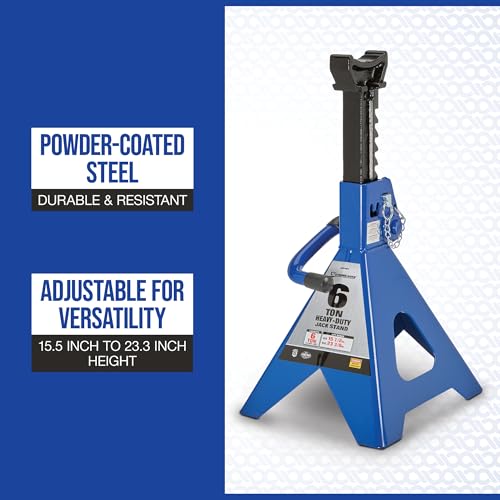 Strongway Double-Locking 6-Ton Jack Stands, 12,000-Lb. Capacity, 1 Pair | Controlled lifting and positioning, Professional garage use, Stable service support, Durable steel construction - style: 6 Ton