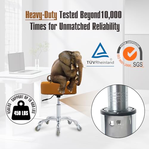 Ainilaily Rolling Stool with Wheels Adjustable Height, Roller Stool for Massage Medical Tattoo Spa Heavy Duty Swivel Desk (Super Thick Cushion, Camel) - color: Camel